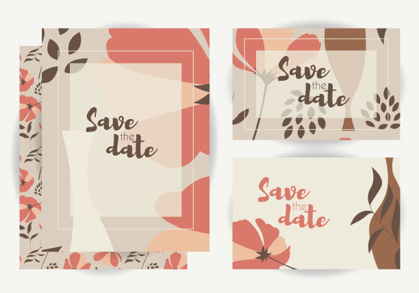 婚礼请柬，vector婚礼集花卉图案图片下载