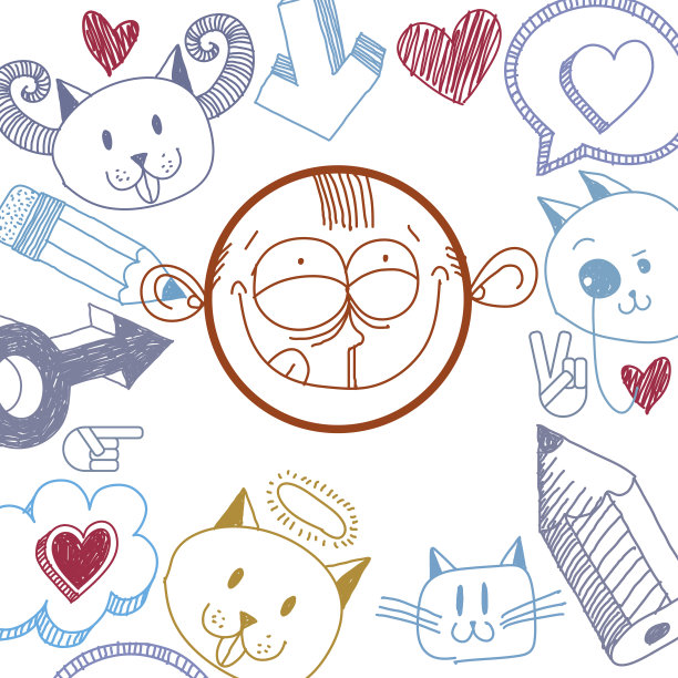 矢量艺术手绘插画的男孩，情绪图片下载