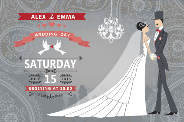 埃特罗夫妇新娘和新郎。婚礼请柬与佩斯利框图片下载