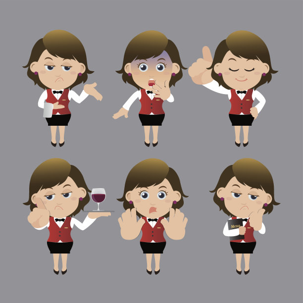 不同姿势的服务员图片下载