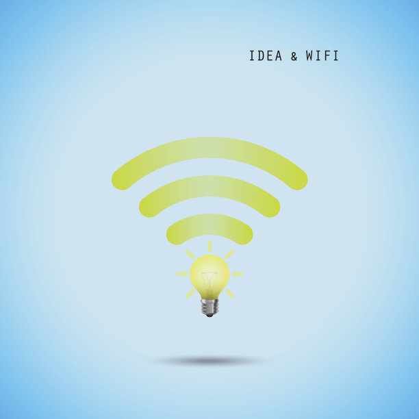 创意灯泡概念和wifi标志。图片下载