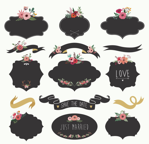 手绘复古标签收集图片下载