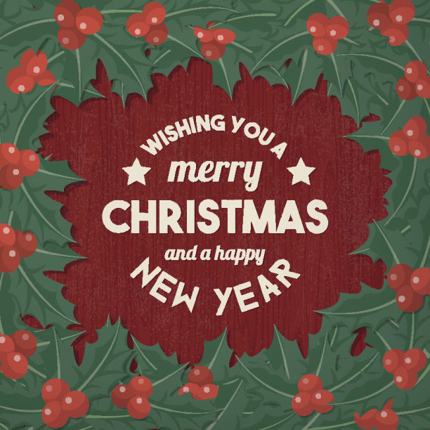 圣诞祝福与冬青花环图片下载