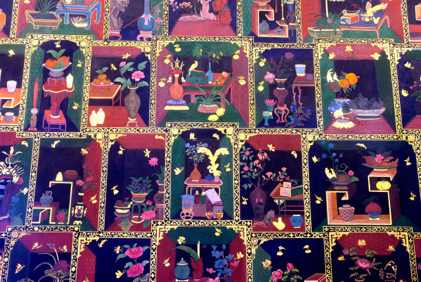 帕楠却寺的古代佛教壁画图片下载