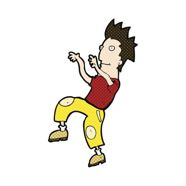 跳着滑稽舞蹈的卡通开心男子图片下载
