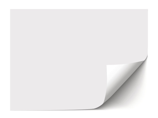 在白色背景上有卷曲角的纸图片下载