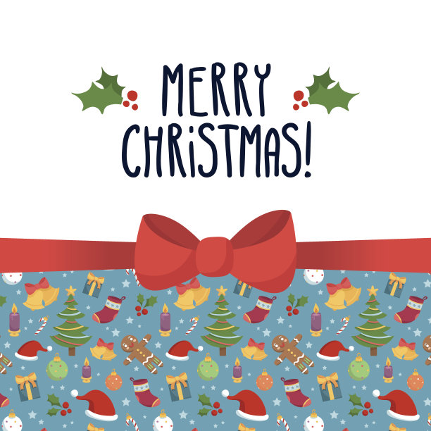 矢量圣诞贺卡设计模板与节日符号图片下载