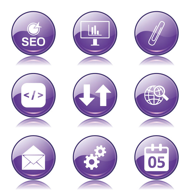 SEO互联网标识紫色按钮图标设计合集6图片下载