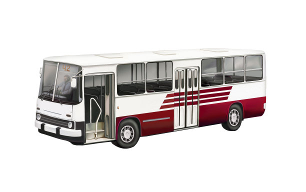 公交车一侧有红线的插图图片下载