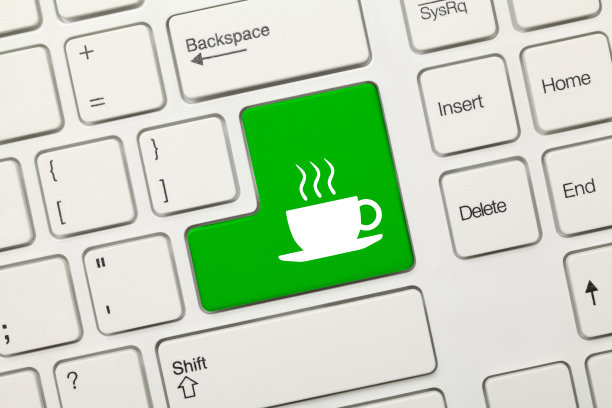 白色概念键盘-咖啡杯(绿色键)图片下载