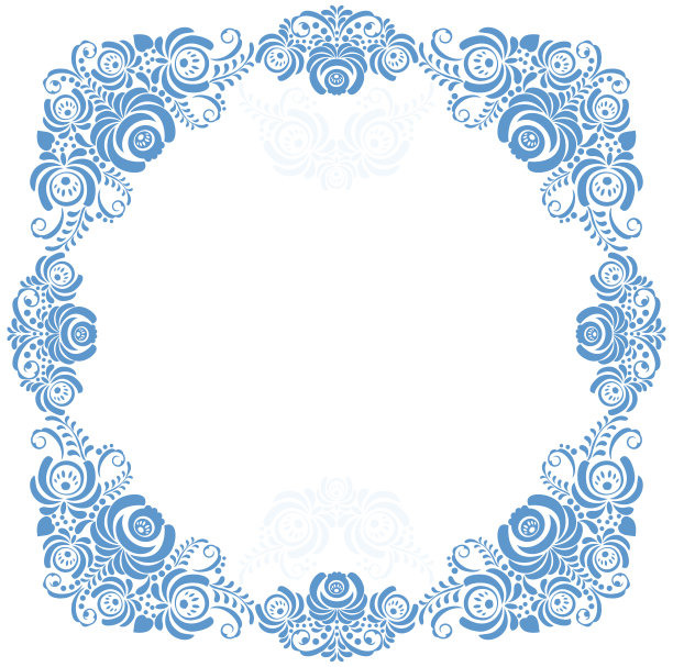 俄罗斯装饰艺术框架在gzhel风格。Gzhel图片下载