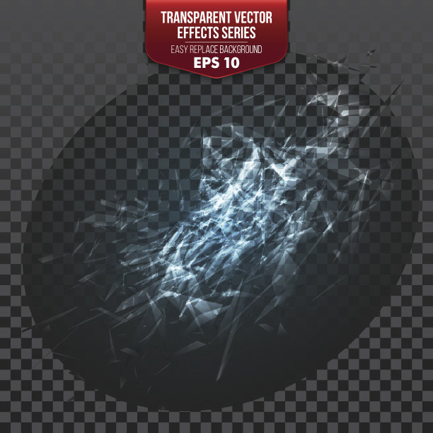 透明背景上的透明碎玻璃。矢量图图片下载