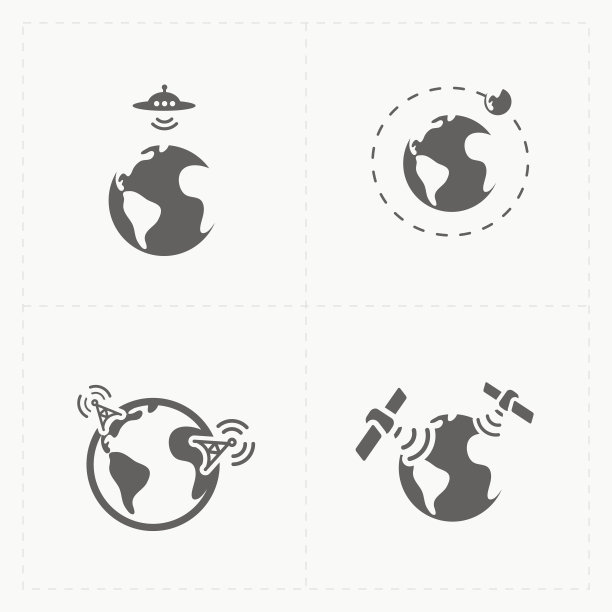 地球矢量图标设置在白色背景上。图片下载