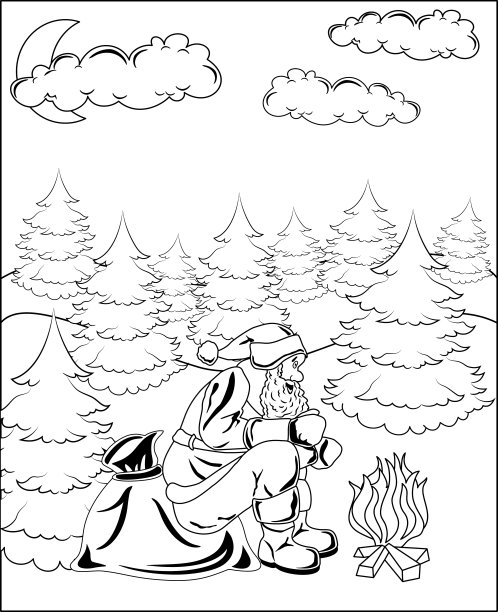 圣诞老人坐在火旁图片下载