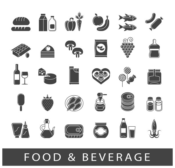 收集食物和饮料图标图片下载