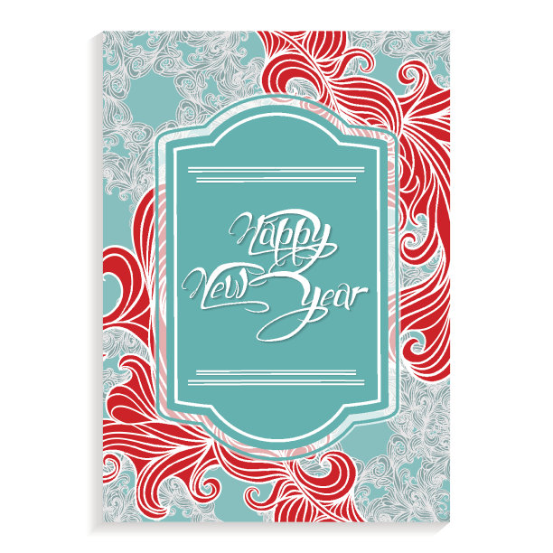 新年快乐书法字母在一个华丽的蕾丝背景图片下载