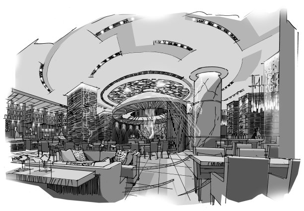 餐厅设计风格水彩画-库存形象图片下载