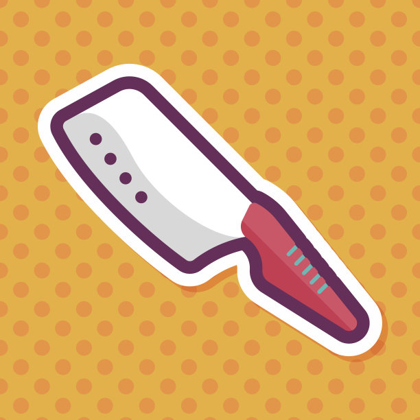 厨具刀平面图标与长影子，eps10图片下载