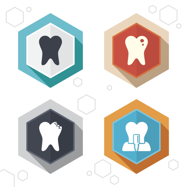 牙科保健图标。龋齿和植牙图片下载
