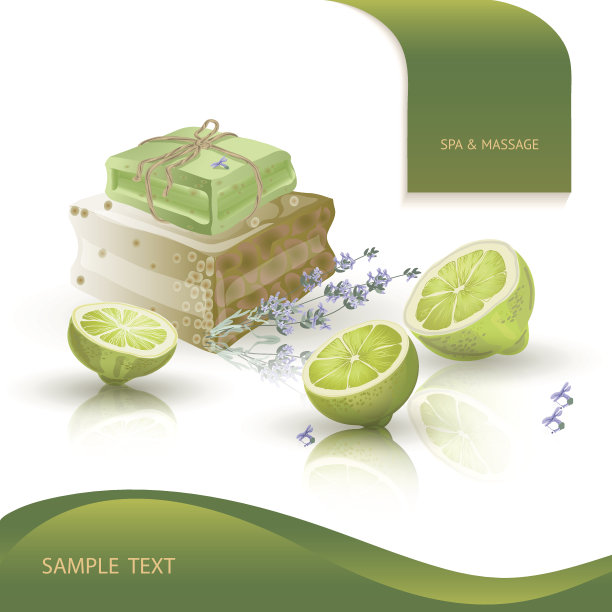 水疗配件手工肥皂，酸橙和薰衣草。图片下载