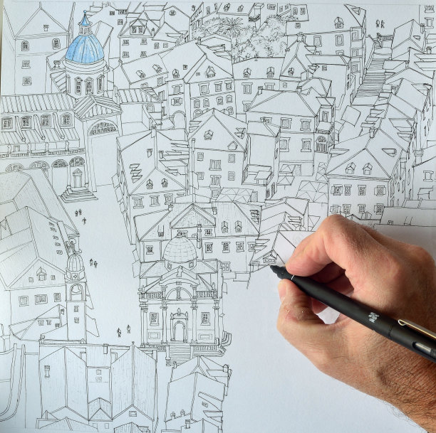 用钢笔用墨水画杜布罗夫尼克图片下载