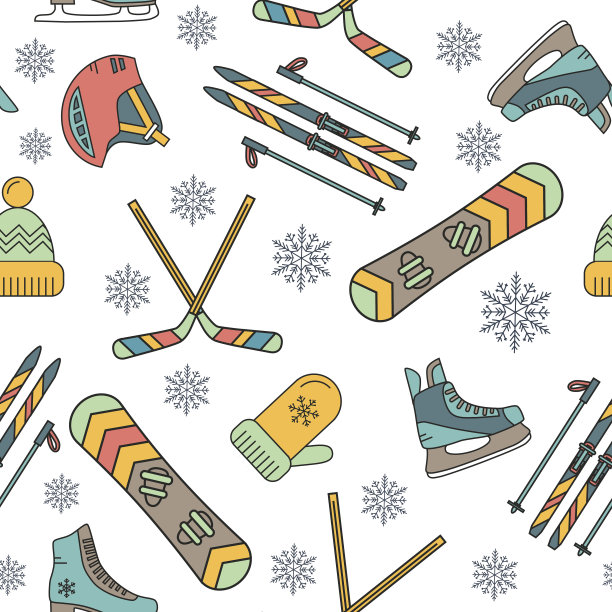 无缝图案的冬季运动。图片下载