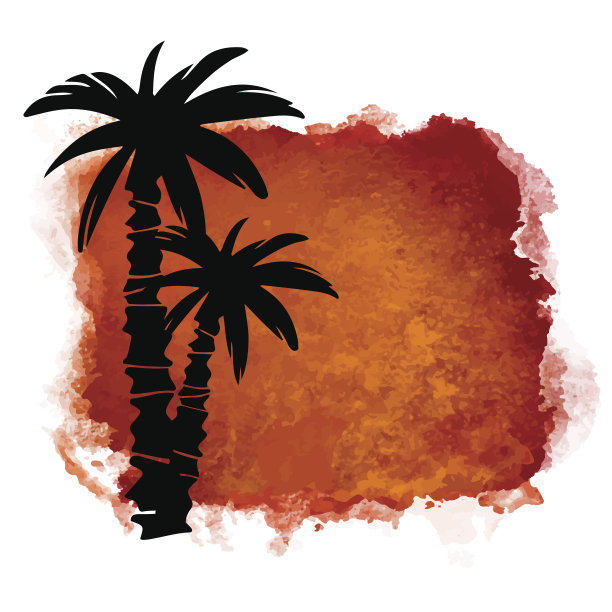 水彩背景，椰子树图片下载