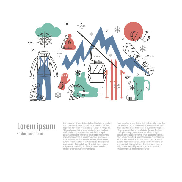 冬季运动的细线平面设计图片下载