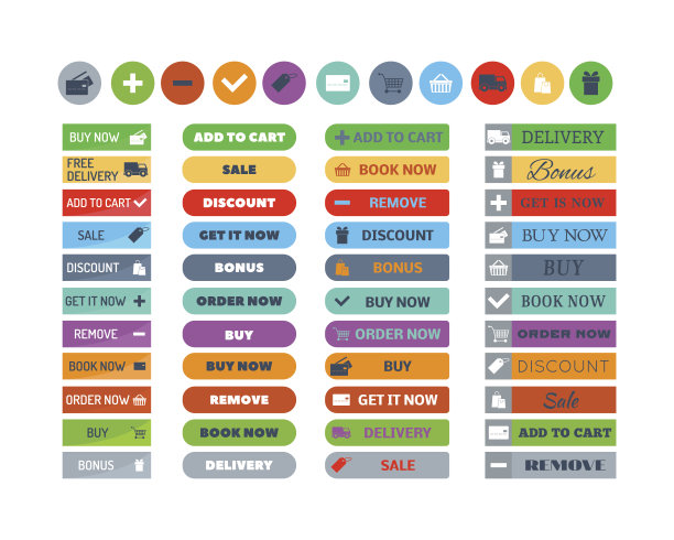 商店按钮向量集。图片下载