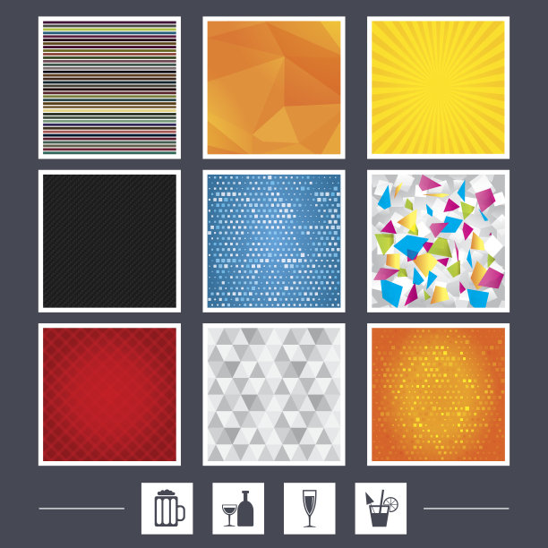 酒精饮料的迹象。香槟,啤酒图标。图片下载