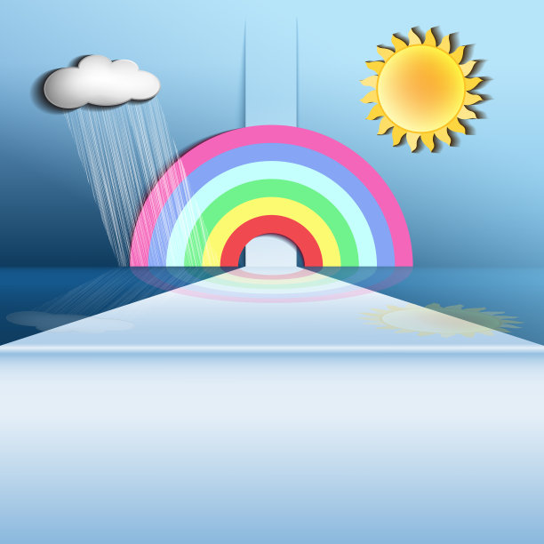 抽象背景，彩虹，太阳，云，雨图片下载