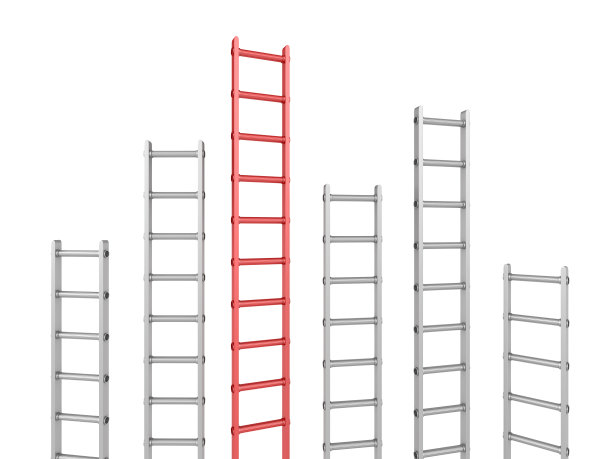 楼梯在白色背景-一个红色图片下载