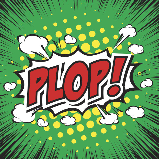 扑通一声地!漫画表达向量文本图片下载