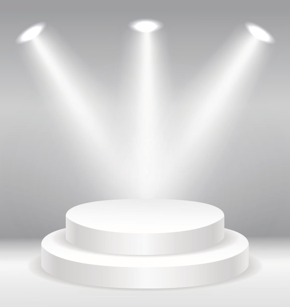 照亮获奖者领奖台孤立在灰色背景图片下载