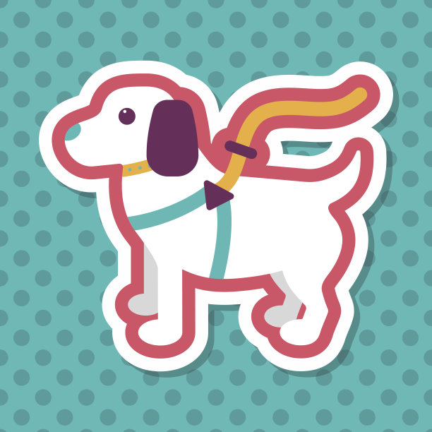 宠物狗平面图标与长影子，eps10图片下载