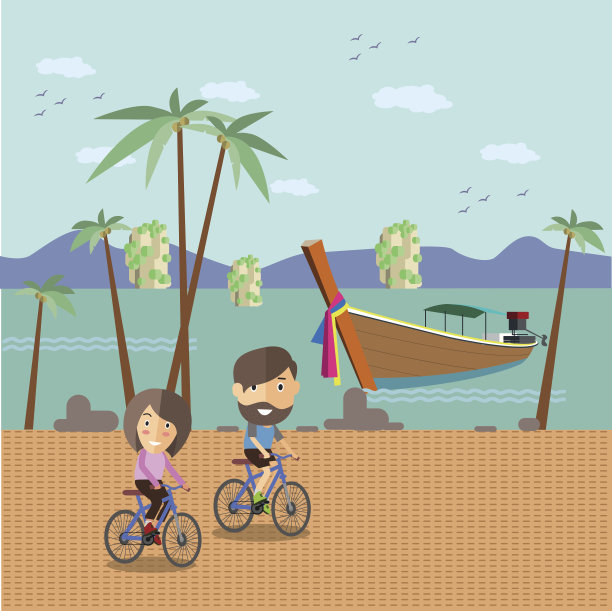 游客在泰国骑自行车图片下载