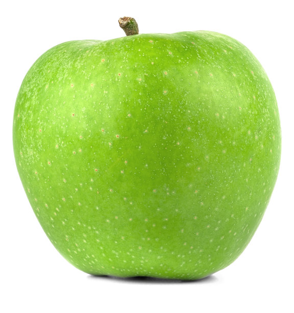 鲜绿苹果，白色背景上有阴影图片下载