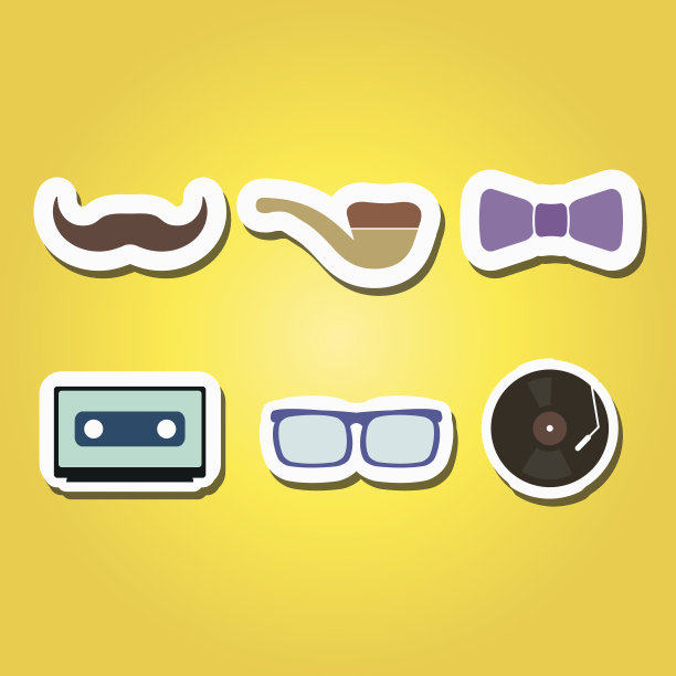 一组颜色图标与不同的时髦对象图片下载