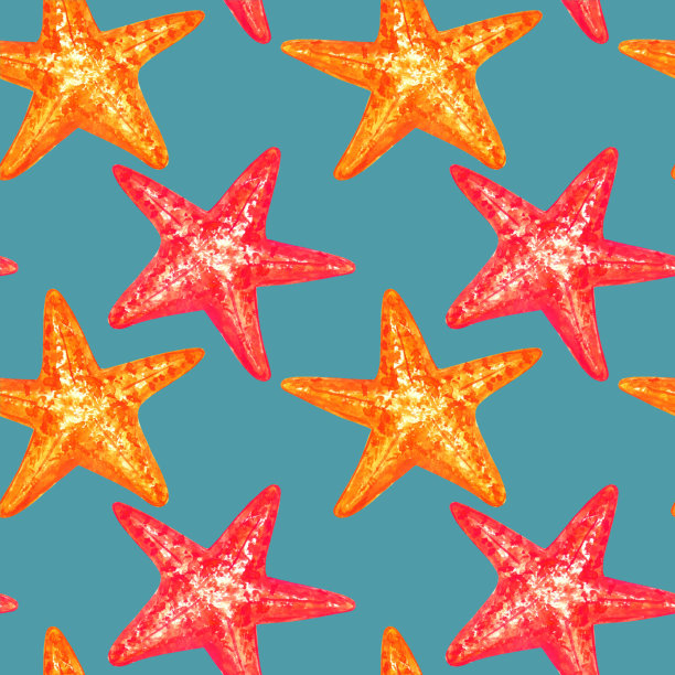 水彩无缝海星图案图片下载