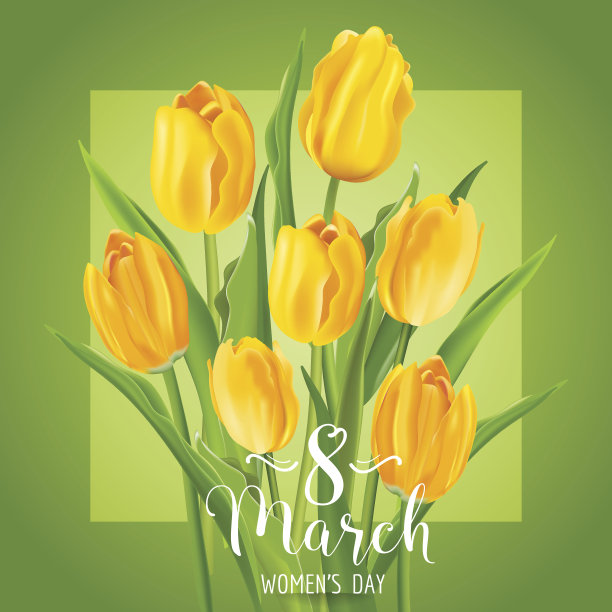 3月8日-妇女节贺卡-郁金香素材图片