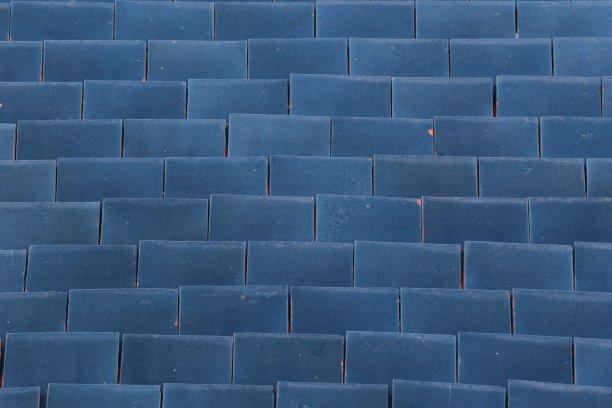 蓝色曲线瓦屋顶图片下载