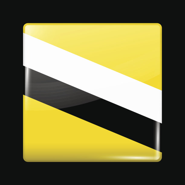 文莱保护国国旗。玻璃图标方形形状图片下载