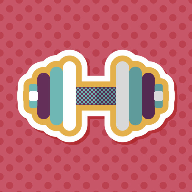 哑铃扁平图标与长影子，eps10图片下载