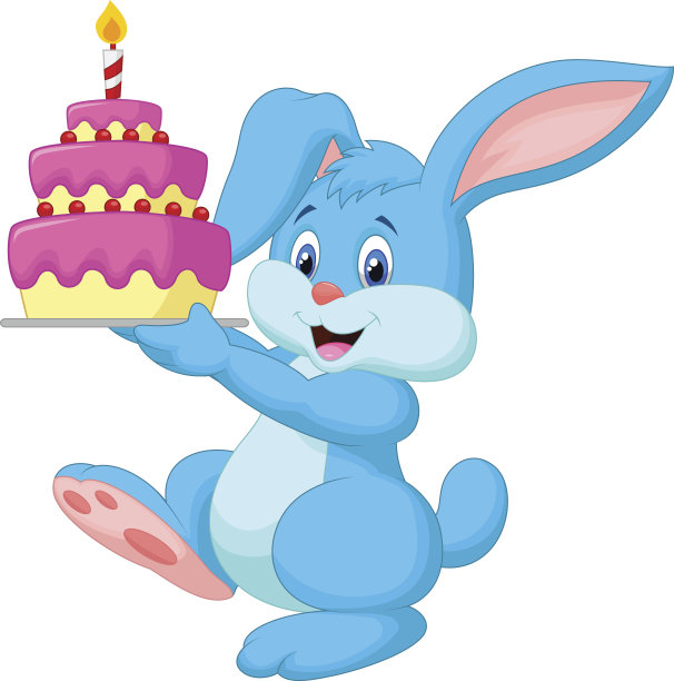 兔子卡通和生日蛋糕图片下载