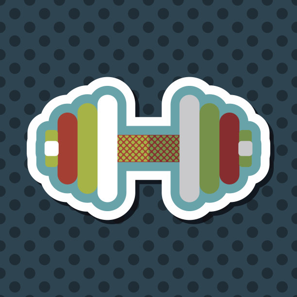 哑铃扁平图标与长影子，eps10图片下载