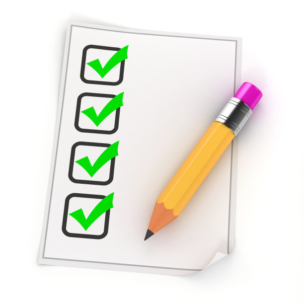 3d铅笔和检查表上的白色背景图片下载