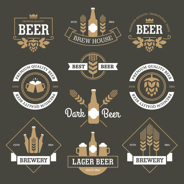 深绿色背景上的啤酒标志图片下载