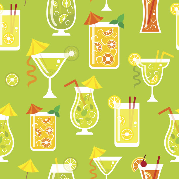 矢量无缝背景与鸡尾酒图片下载