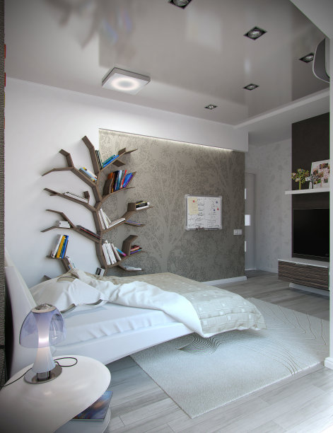 儿童卧室室内设计，3D渲染图片下载