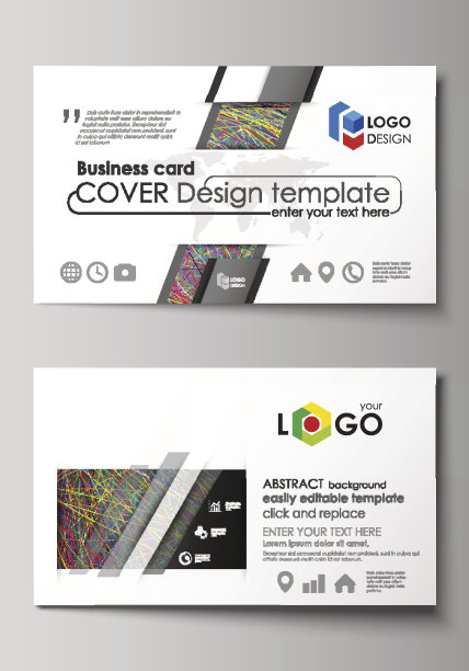 名片模板。易于编辑的布局，矢量设计模板。色彩斑斓的图片下载
